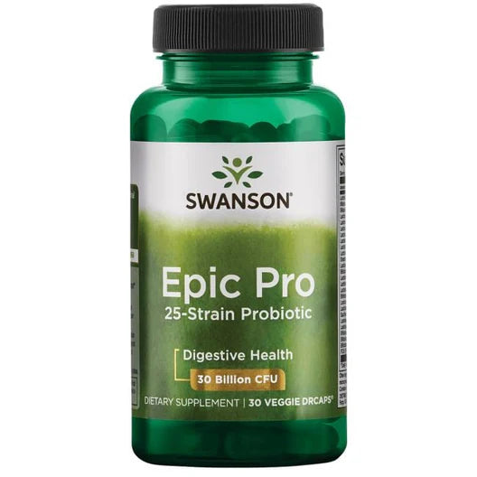 Epic Pro 25 Probiótico 30mil millones UFC de Swanson | Ayuda a equilibrar la flora intestinal y brinda apoyo al sistema inmunológico | 30 cápsulas vegetales