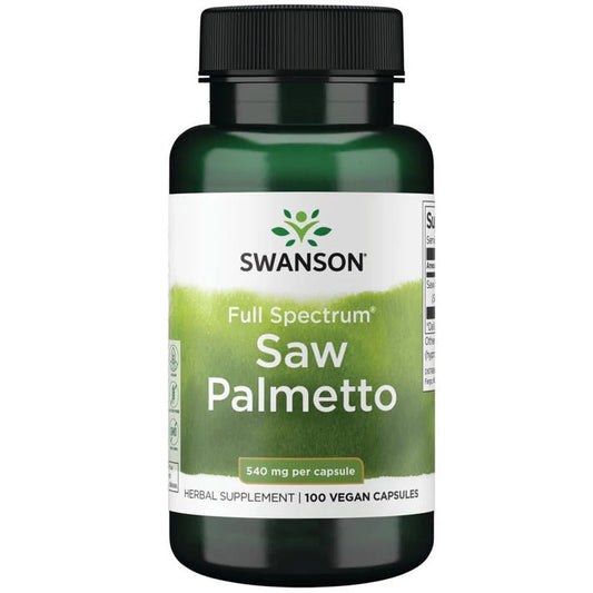 Saw Palmetto 540mg de Swanson | Bienestar masculino, que apoya el equilibrio hormonal | 100 y 250 cápsulas vegetales