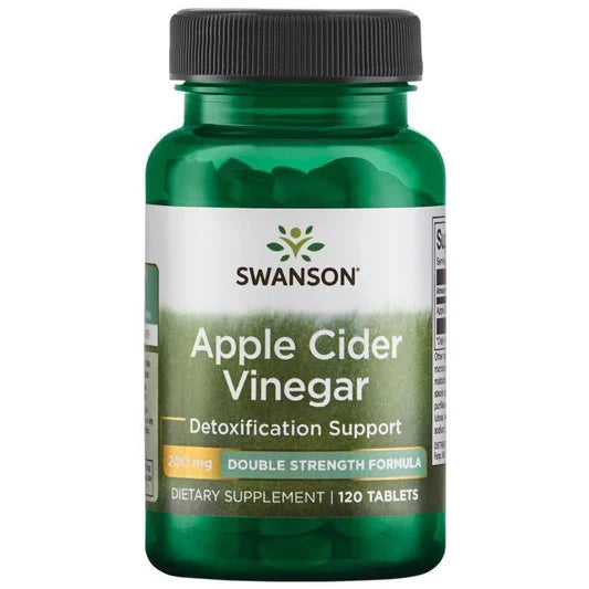 Vinagre de Sidra de Manzana 200mg de Swanson | Formulado para apoyar la detoxificación del cuerpo y promover el control de peso | 120 tabletas vegetales