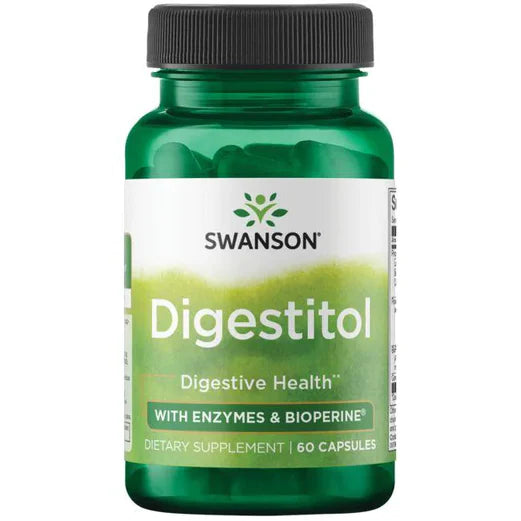 Mezcla de Enzimas patentadas 28mg + Pancreatina 145mg y Bioperina 5mg de Swanson | Bienestar digestivo, ayuda a reducir la hinchazón | 60 cápsulas vegetales