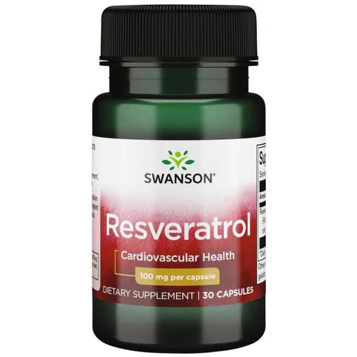 Resveratrol 100 mg de Swanson | Apoyo cardiovascular y proporciona potentes beneficios antioxidantes | 30 cápsulas vegetales