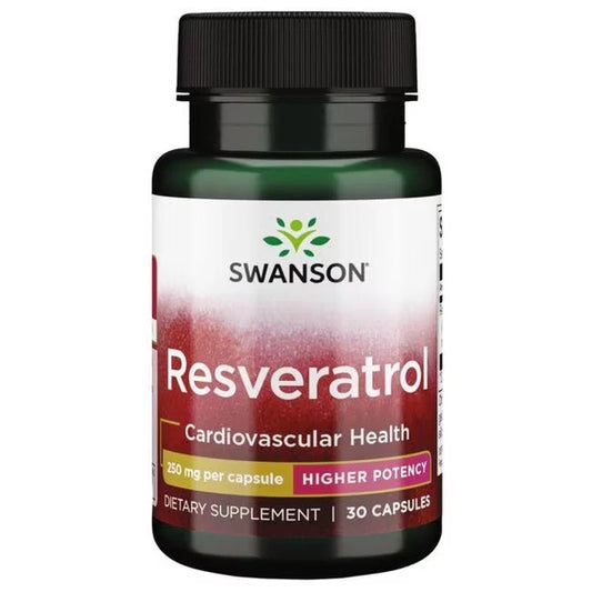 Resveratrol 250 mg de Swanson | Apoyo cardiovascular y potente antioxidante | 30 cápsulas vegetales