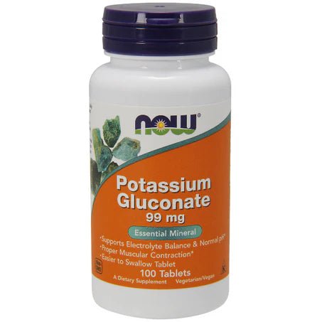 Potasio Gluconato de Now Foods | Función Muscular, ayuda en la recuperación tras ejercicio |  100 tabletas