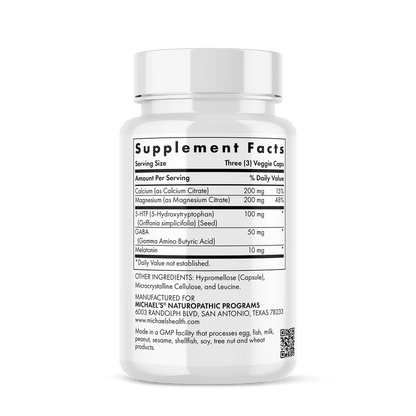 Melatonina, Citrato de Magnesio, Calcio, GABA y 5HTP de Michael's Health | Formula diseñada para apoyar el sueño y buen descanso del organismo | 30 Cápsulas Veganas