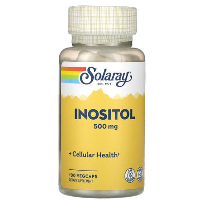 Inositol 500mg de Solaray | Regulación de la ansiedad, Bienestar hormonal, Función cognitiva, Promueve la calma | 100 cápsulas veganas