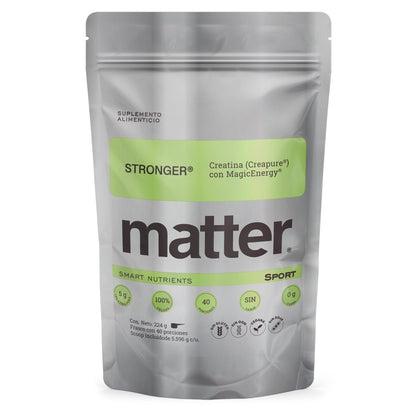 Creatina Creapure Stronger de Matter | Mejora rendimiento deportivo, recuperación muscular| Sobre 224 g