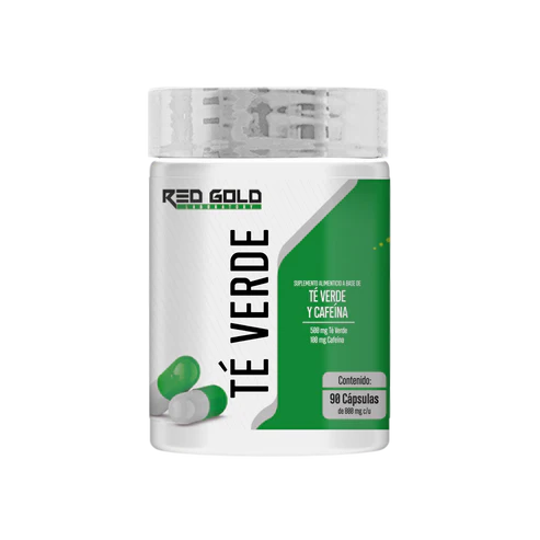 Té verde 500mg y Cafeína 100mg de Red Gold Laboratory | Antioxidante, Potencia la Energía, Ayuda al Control del Peso, Enfoque Mental | 90 cápsulas veganas