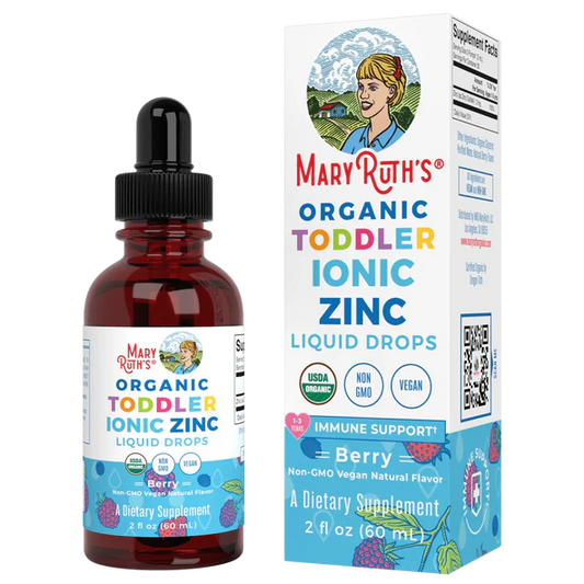 Zinc Iónico Orgánico 3mg Para Niños de Mary Ruth's | Apoya el crecimiento y desarrollo saludable | Gotero de 60ml Sabor a Baya - 30 servicios