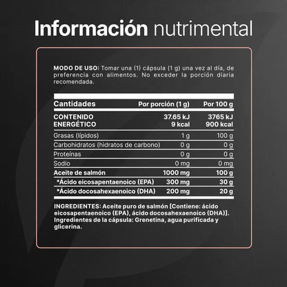 Omega 3 Aceite Puro de Salmón 1000 mg | B-Life | Apoyo Cardiovascular | 180 cápsulas