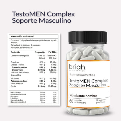 TestoMEN Complex | Suplemento para Hombres| Precursor con 6 ingredientes | 60 Cápsulas
