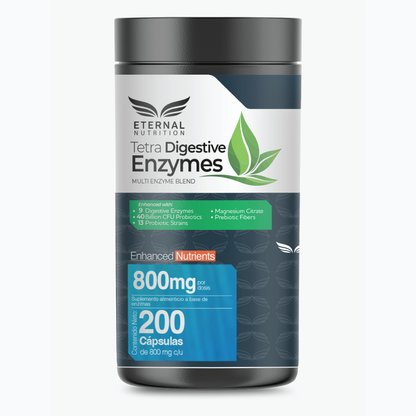 Enzimas Digestivas Tetra Digestive Enzymes Eternal Nutrition | Promueve el confort digestivo diario | 200 cápsulas