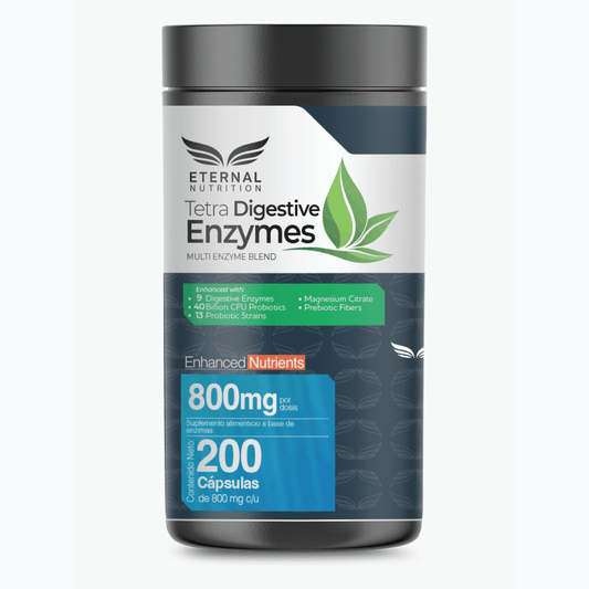 Enzimas Digestivas Tetra Digestive Enzymes Eternal Nutrition | Promueve el confort digestivo diario | 200 cápsulas