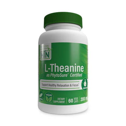 L-Teanina 200 mg de Health Thru Nutrition | Promueve la Relajación y el Enfoque Mental | 60 cápsulas Blandas