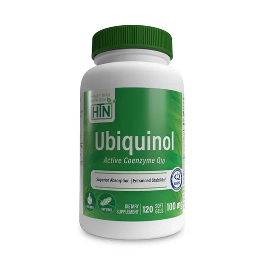 Ubiquinol Coenzima Q10 100 mg Kaneka™  de Health Thru Nutrition | Actúa como antioxidante y energizante celular | 120 cápsulas Blandas