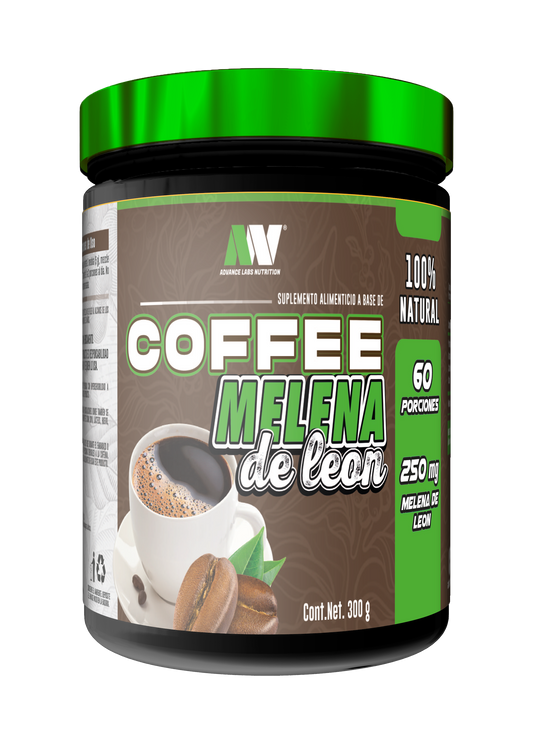 Café con Melena de León de Advance Labs Nutrition | Aumenta la Energía, la Concentración y la Función cognitiva | Pre-entreno, Energizante | 300g, 60 porciones