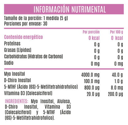 Myo y D-Chiro Inositol 40:1 de Advance Labs Nutrition | 4000mg MyoInositol + 100mg D-Chiro Inositol + 8mg Ácido fólico + 800 UI Vitamina D3| Promueve el balance hormonal, ayuda a reducir ansiedad | 150 y 300g