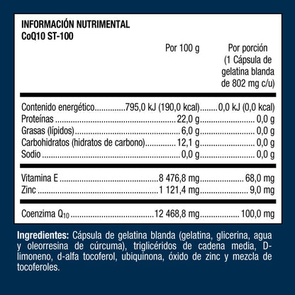 CoQ10 ST-100 | Metagenics | Coenzima Q10, Vitamina E y Zinc | 60 Cápsulas