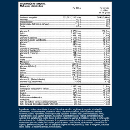 Vitamina B3 | Multigenics Intensive Care Formula | Metagenics |Energía y metabolismo | 120 Tabletas
