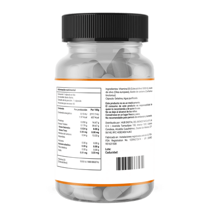 Vitamina D3 5000 UI Briah | Mejora la absorción de calcio y fósforo,  | 60 cápsulas blandas