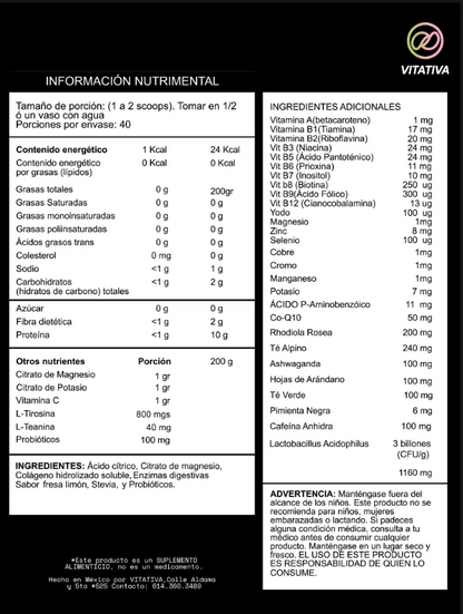 Citrato de Magnesio y Potasio, Multivitamínico con Aminoácidos de Vitativa - Vulcano Metabolic | Diseñado para contribuir en las deficiencias nutricionales | Presentación de 230g con diferentes sabores