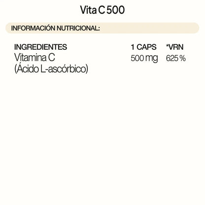 Vita C 500 de IVB | Protección Celular y al Daño Oxidativo | 60 Cápsulas