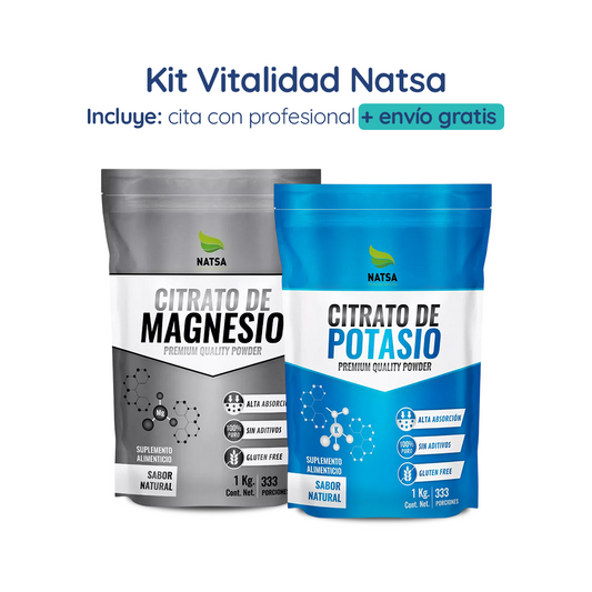 KIT de Suplementación para la Vitalidad Natsa | Citrato de potasio 3000mg + Citrato de Magnesio 3000mg