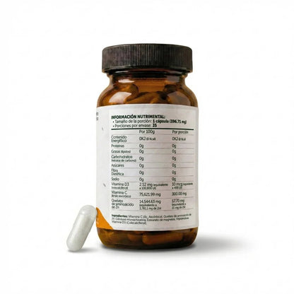 Vitamina D3 + C + Zinc de Bioflora | Apoya el sistema inmune, respuesta al estrés oxidativo | 35 cápsulas