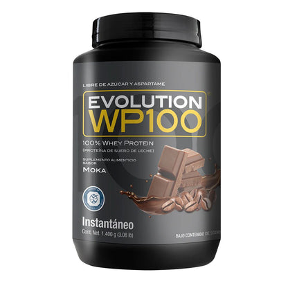 Proteína de Suero de Leche (Whey) Instantánea Sabor Chocolate u otros sabores 32.8g de Evolution WP100 |  1.4kg o 2.8kg, 42 y 85 porciones