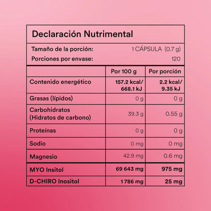 Myo Inositol + Magnesio 0.6g Andres de WU Nutrition | Contribuye en la regulación hormonal femenina, promoviendo la fertilidad | 120 cápsulas vegetales