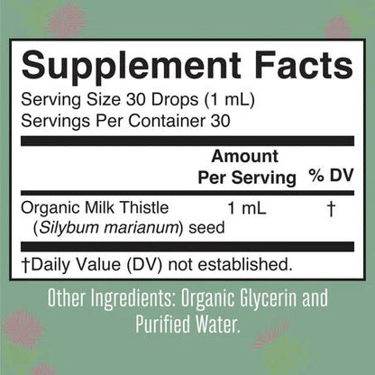 Cardo Mariano Orgánico Líquido, MaryRuth’s,|  Apoyo hepático y antioxidante| 30 ml