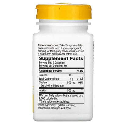 Colina + Inositol 1.000mg de Nature's Way  | Contribuye a favorecer la memoria y el aprendizaje | 100 cápsulas veganas