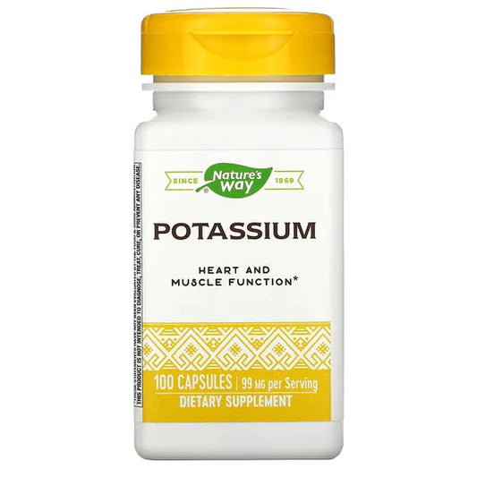 Potasio 99mg de Nature's Way  | Apoyo Cardiovascular y Metabólico | 100 cápsulas veganas