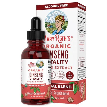 Mezcla de Ginseng asiático, Ginseng americano, Ashwagandha, Eleuthero, Maca, Vitality de MaryRuth’s | Suplemento Adaptógeno Líquido| 30 ml