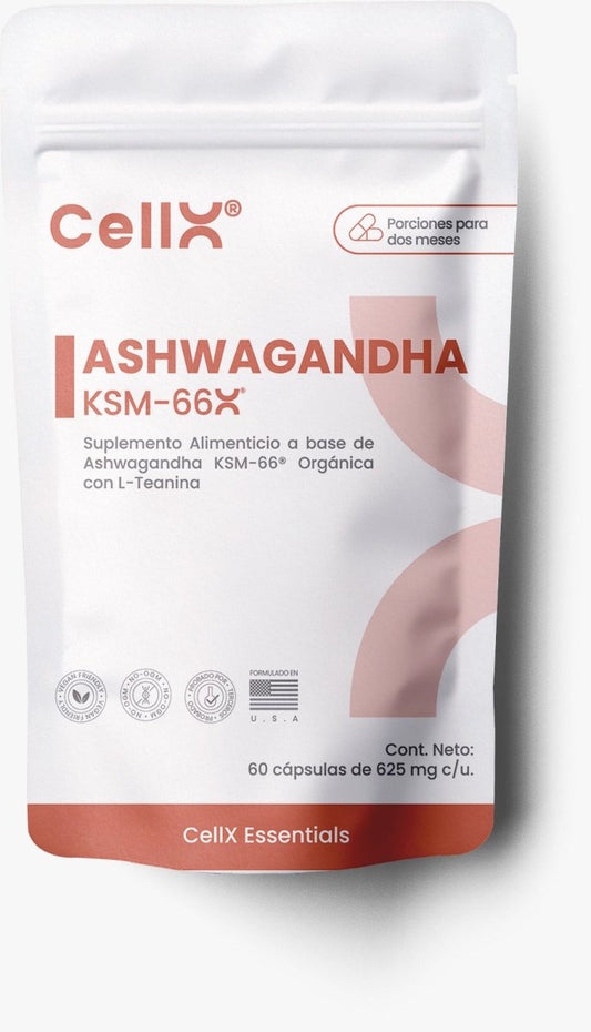 Ashwagandha KSM-66® con L-Teanina CellX | Favorece la relajación, equilibrio emocional | 60 Cápsulas