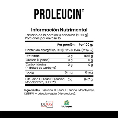 | Proleucin® de Cellx | Dileucina DL185® | Recuperación muscular |  45 Cápsulas