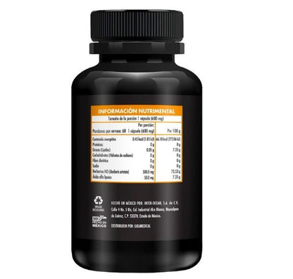 Berberina: Sinergia de glucosa 580mg de Gou Medical | Ofrece apoyo metabólico para una mejor absorción de la glucosa y los lípidos | 60 cápsulas vegetales