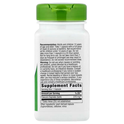 Cascara Sagrada 270mg de Nature's Way  para el Bienestar Digestivo y la Detoxificación | 100 cápsulas veganas