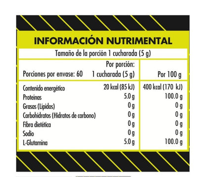 L-Glutamina 5mg por porción de Gou Medical | Aminoácido que interviene en la composición de las proteínas que mantienen a las células en buen estado y reparan los tejidos | 300g sin sabor