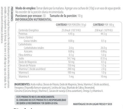 Cloruro de Potasio, Vitamina C, Cúrcuma, Óxido de Magnesio, Vitamina E, A 10g de Dekos CLL | Reduce Inflamación Celular - Antioxidante | Polvo de 300g