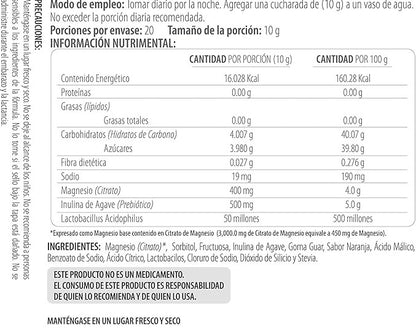 Citrato de Magnesio 350mg + Probiótico - 10g por porción de Dekos B2 Belly Blast | Ayuda a aliviar el estreñimiento - Bienestar digestivo | Polvo de 200g
