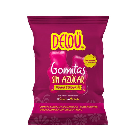 Ositos de Jamaica Chile Delou | Snack práctico, sin azúcar |  Gomitas 40 g