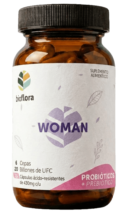 Probióticos + Prebióticos 20 Billones de UFC 430mg WOMAN de Bioflora | Bienestar Digestivo Femenina | 35 Cápsulas Ácido - Resistentes