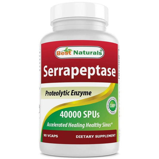 Serrapeptasa de Best Naturals | Enzima Proteolítica y Apoyo Antiinflamatorio Completo | 40000 SPU 180 Cápsulas