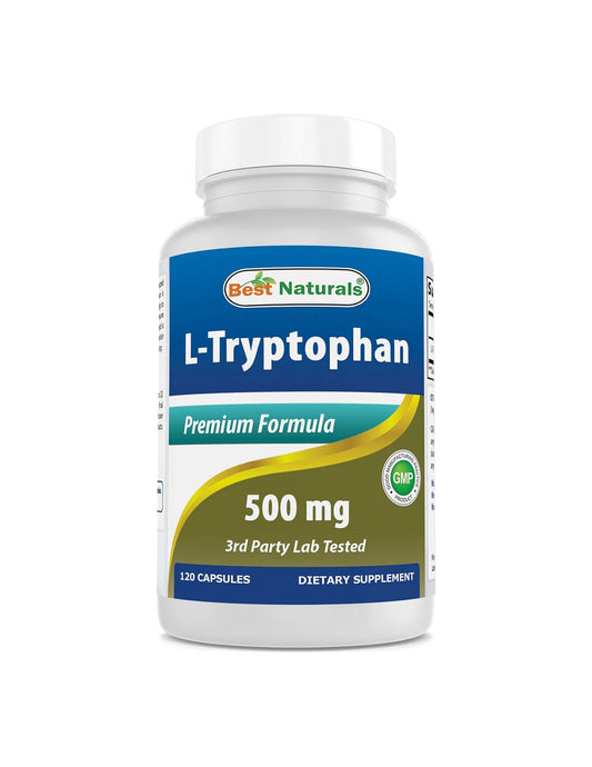 L-Triptófano de Best Naturals | Apoyo al Estado de Ánimo y Sueño | 500 mg 120 Cápsulas