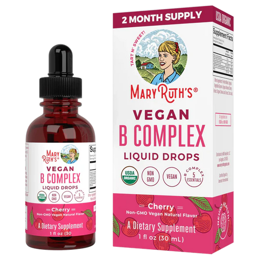 Complejo Vitamina B de Mary Ruth's 0.5ml por porción | Apoyo de la función Metabólica Integral | Gotero de 30ml Sabor Cereza - 30 servicios