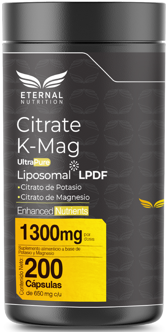 Citrato de Potasio y Magnesio 1300 mg Eternal Nutrition | Contribuye a la recuperación física post-ejercicio | 200 cápsulas