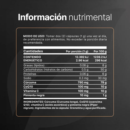 Coenzima Q10, Cúrcuma, Vitamina C y Pimienta Negra Co Q-10 Blend de B-Life | 180 Cápsulas