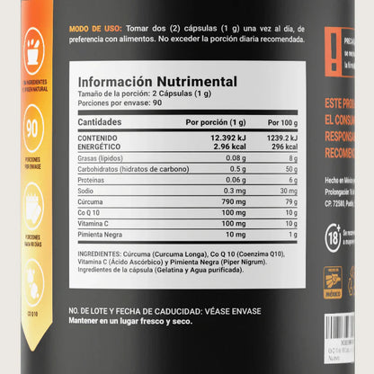Coenzima Q10, Cúrcuma, Vitamina C y Pimienta Negra Co Q-10 Blend de B-Life | 180 Cápsulas