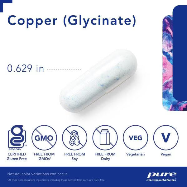 Glicinato de Cobre 2 mg | Mineral Esencial | 60 cápsulas