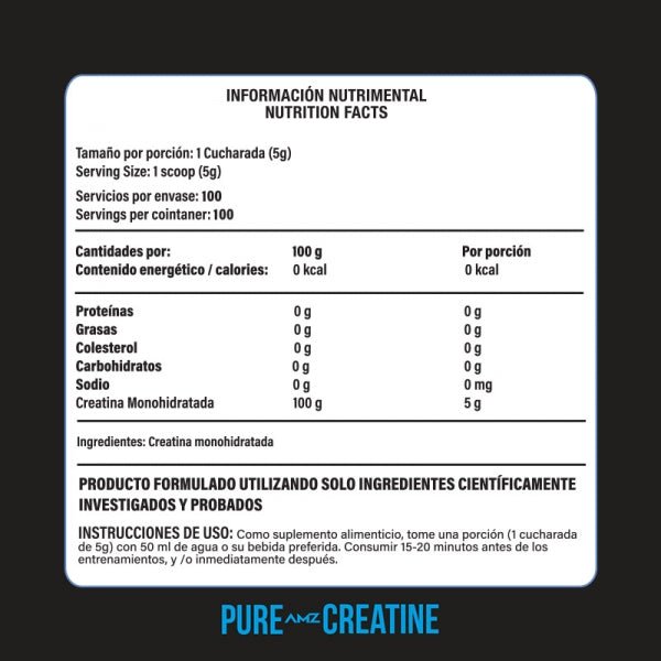 Creatina Monohidratada AMZ Pure Creatine | 100 0 200 porciones